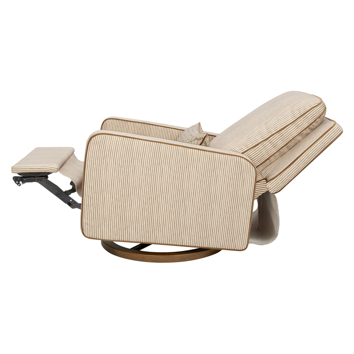 Sigi Electronic Recliner and Glider with USB Port by Nate Berkus in Performance Bronze Stripe Eco-Crossweave with Toffee Base