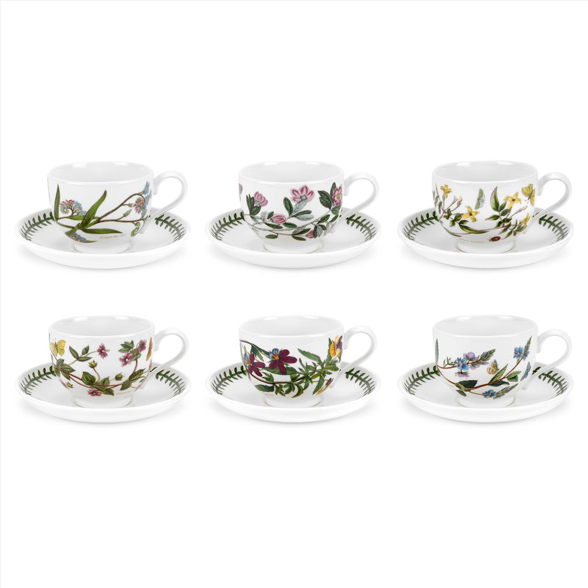 Botanic Garden Breakfast Cup & Saucers, Set of 6