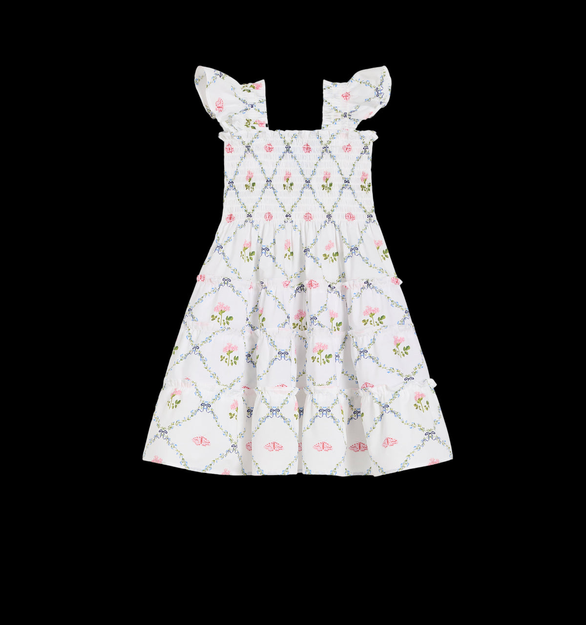 The Tiny Ellie Nap Dress in Butterfly Trellis Cotton Poplin