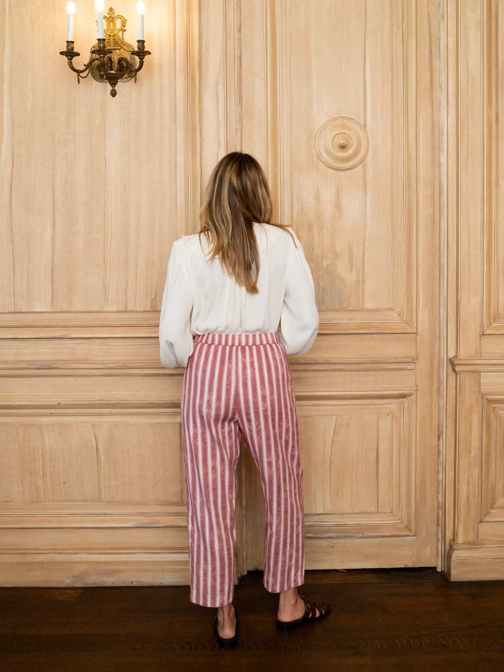 Delphine Pant x Styled By Claire in White Rosette Stripe