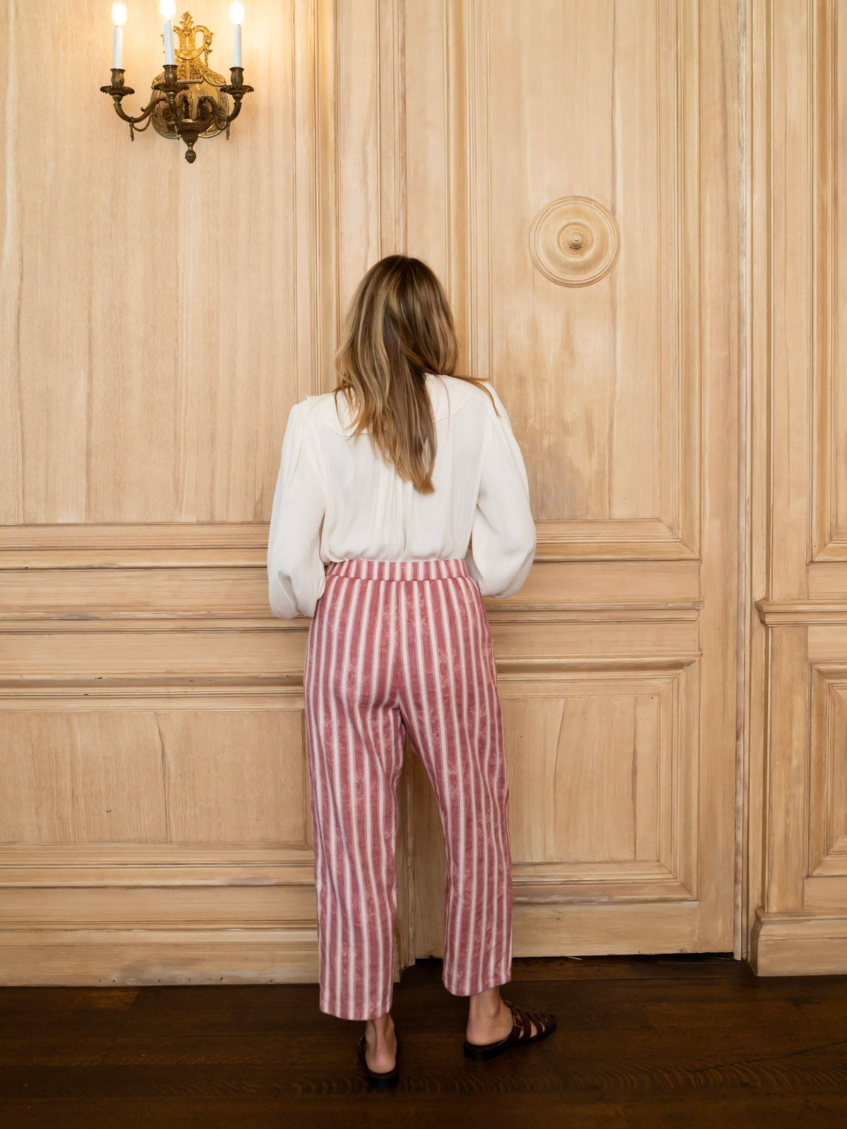 Delphine Pant x Styled By Claire in White Rosette Stripe