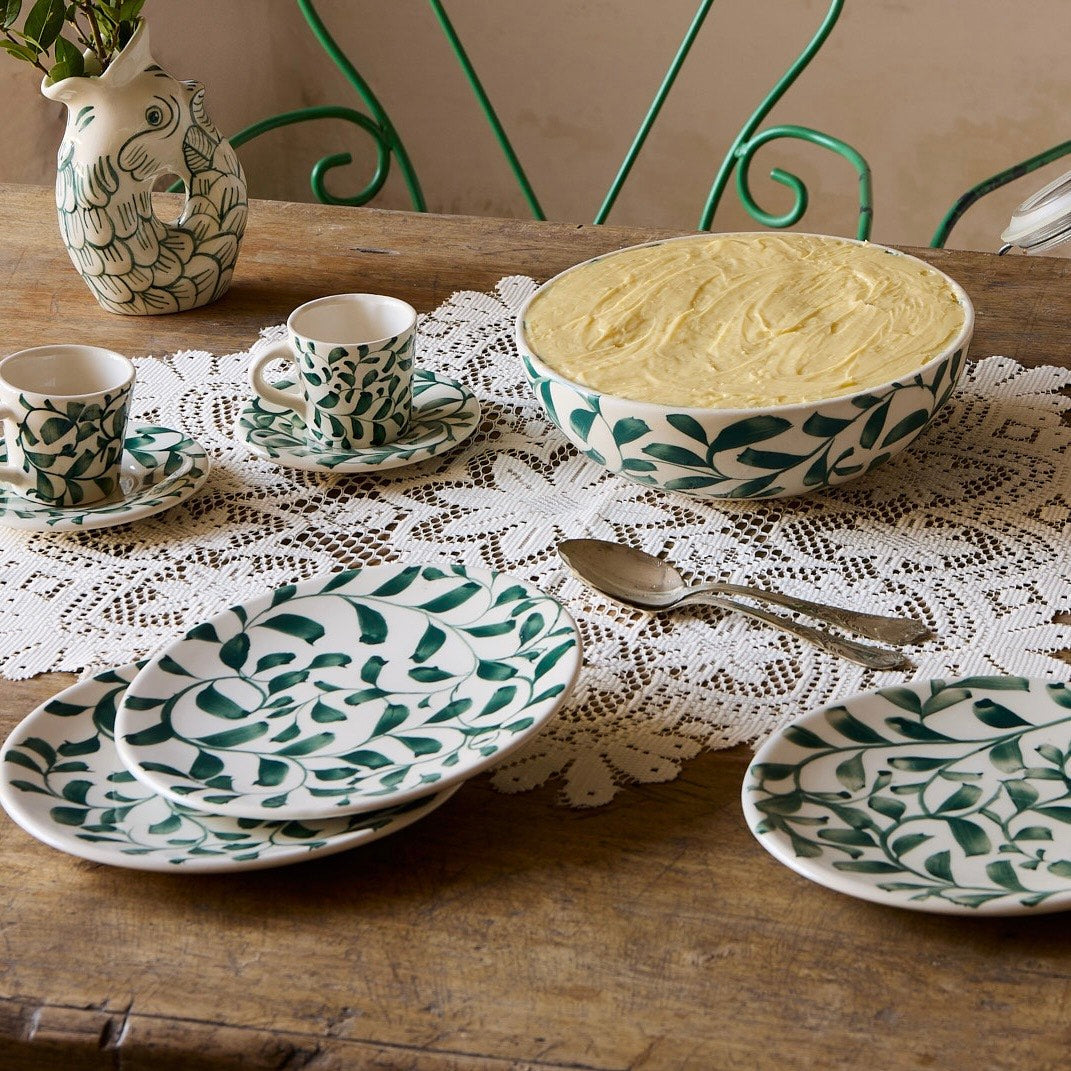 Green Scroll Side Plates, Set of 4
