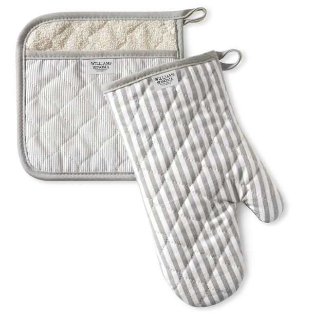 Bay Stripe Oven Mitt & Potholder Set (Gray)