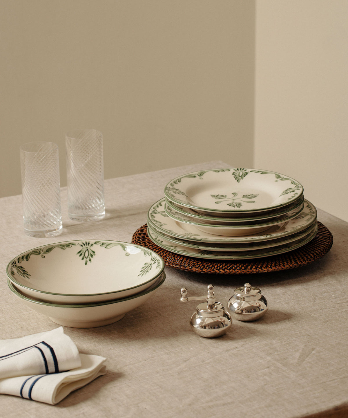 Rebecca Udall Sophie Classic Two Cord Napkin with Silver Salt and Pepper Mill