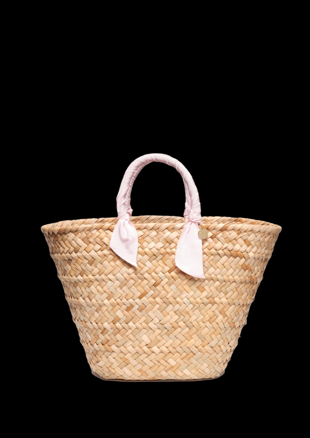 Rosie Woven Straw Ribbon-Handle Tote