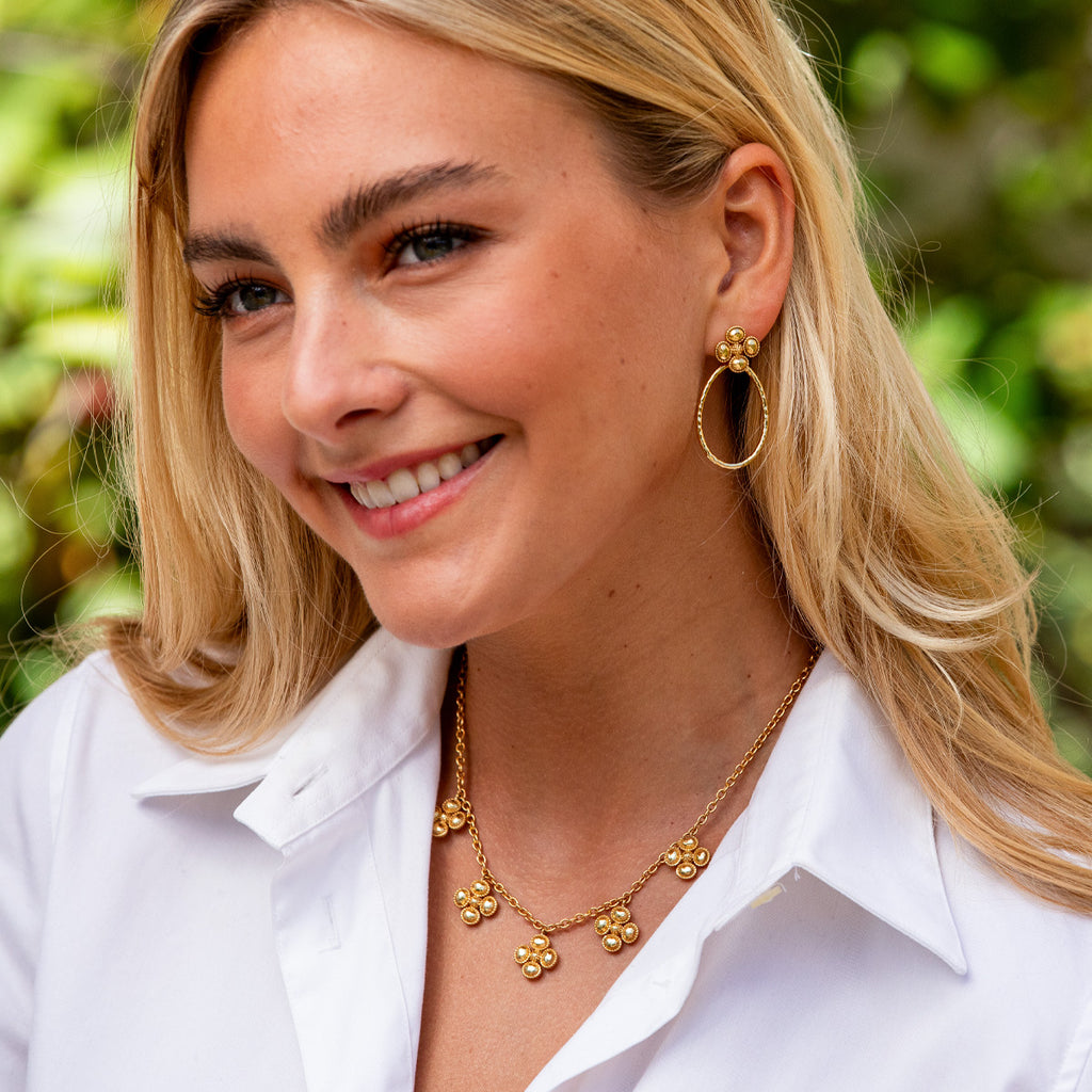 Berry Clover Teardrop  Earrings in Gold