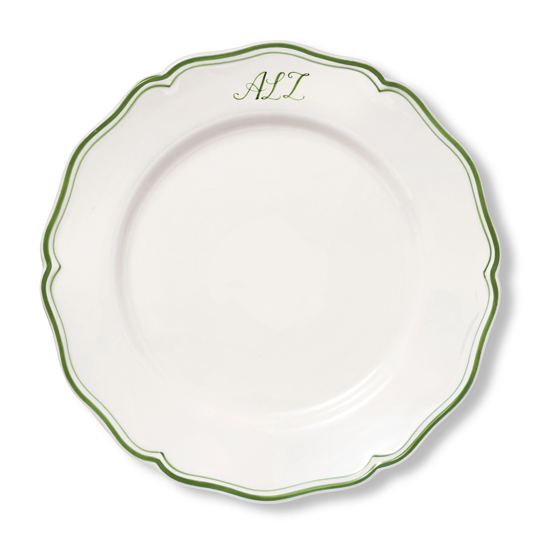 Carla Rim Monogram Dinner Plate, Fern