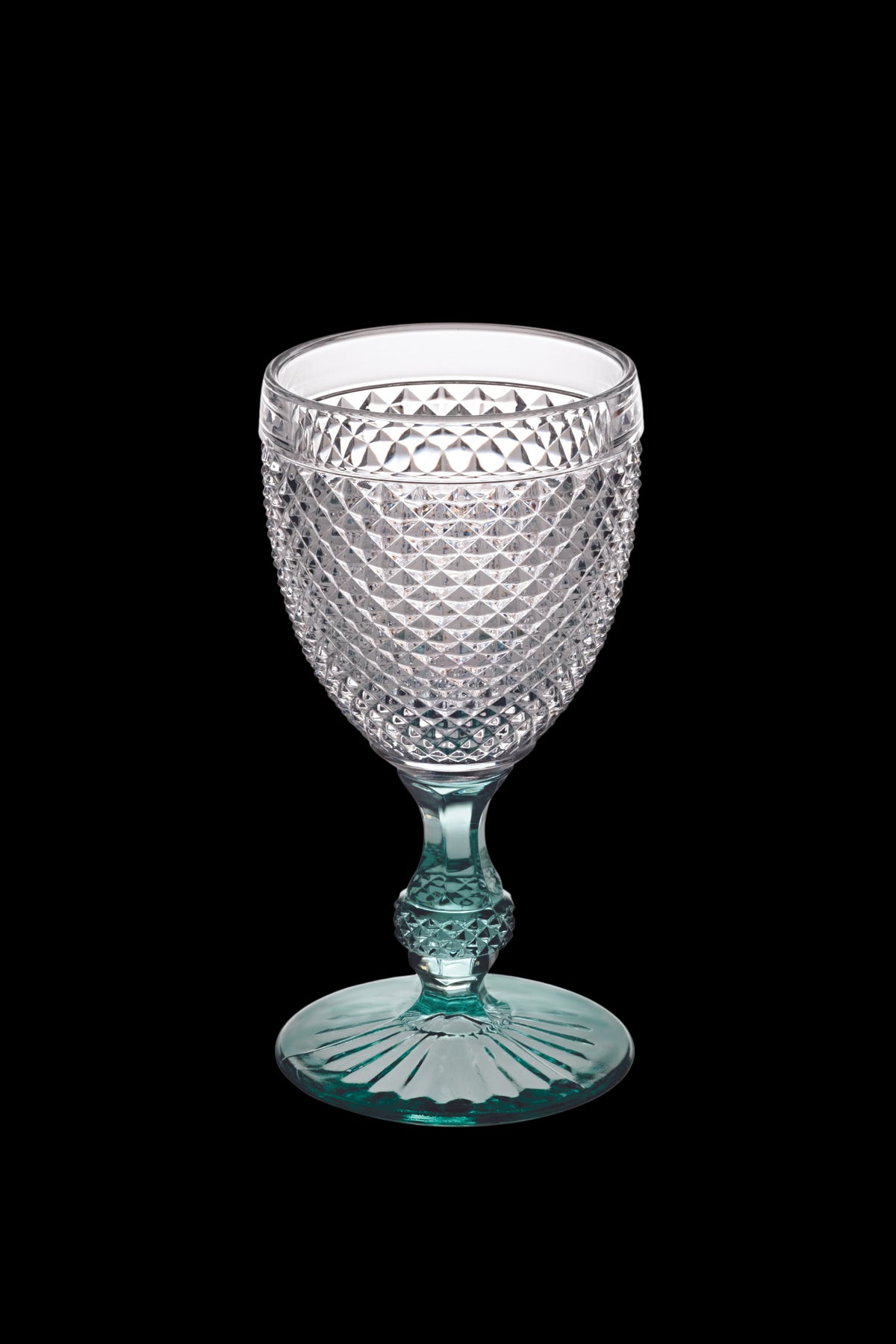 Bicos Bicolor Goblet With Mint Stem, Set of 4