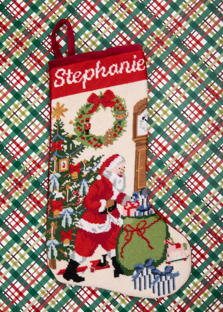 Stephanie Fishwick for Over The Moon Needlepoint Santa Stocking