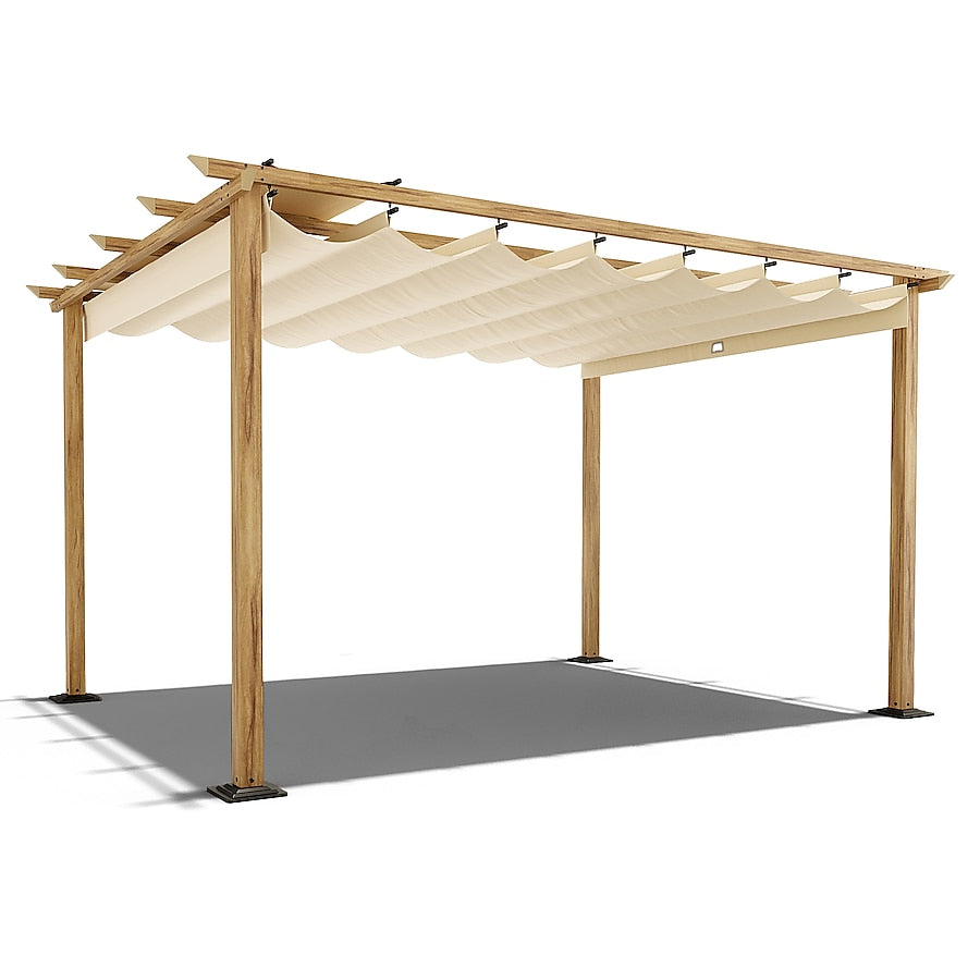 10-ft W x 13-ft L x 7-ft 3-in H Beige Metal Freestanding Pergola with Canopy