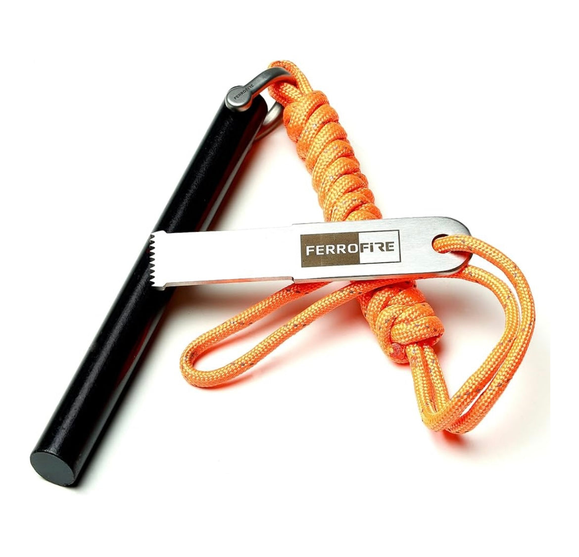 Classic Heavy-Duty Super-Duty Ferro Rod Fire Starter with Premium Ferrocerium Rod Superb Carbon Alloy Steel Striker 550 Paracord Lanyard Handle for Camping Emergency Survival Hiking BBQ EDC