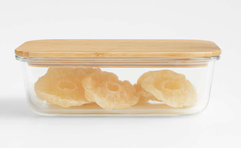 7-Cup Rectangular Glass Storage Container with Bamboo Lid