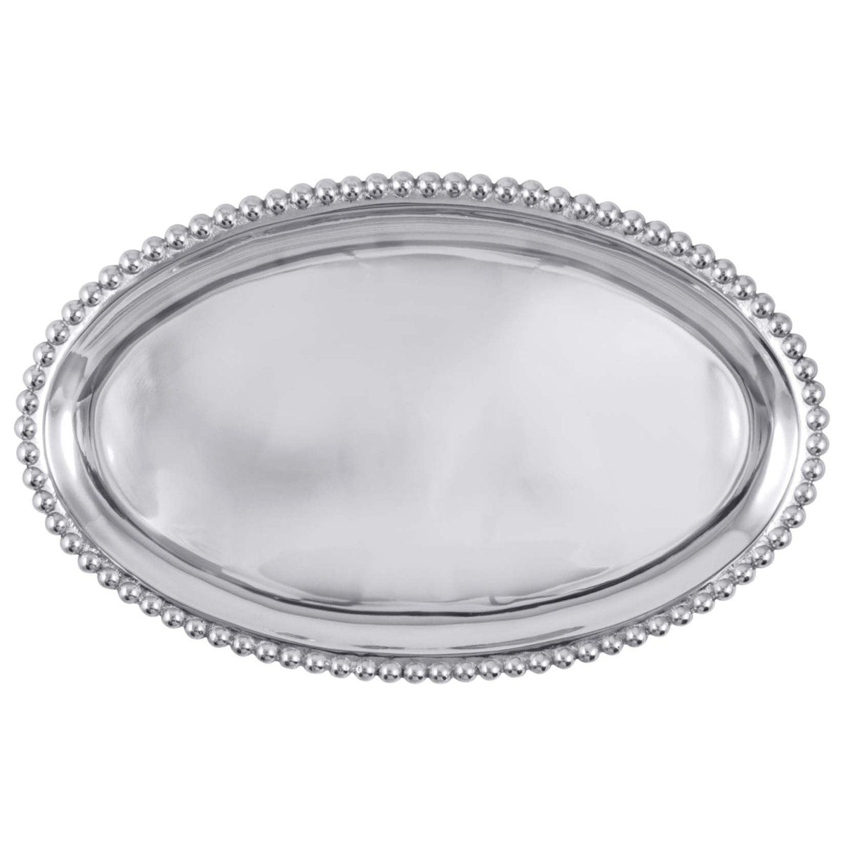 Top view of Pearled Large Oval Platter showcasing its rich pearled border with a white background