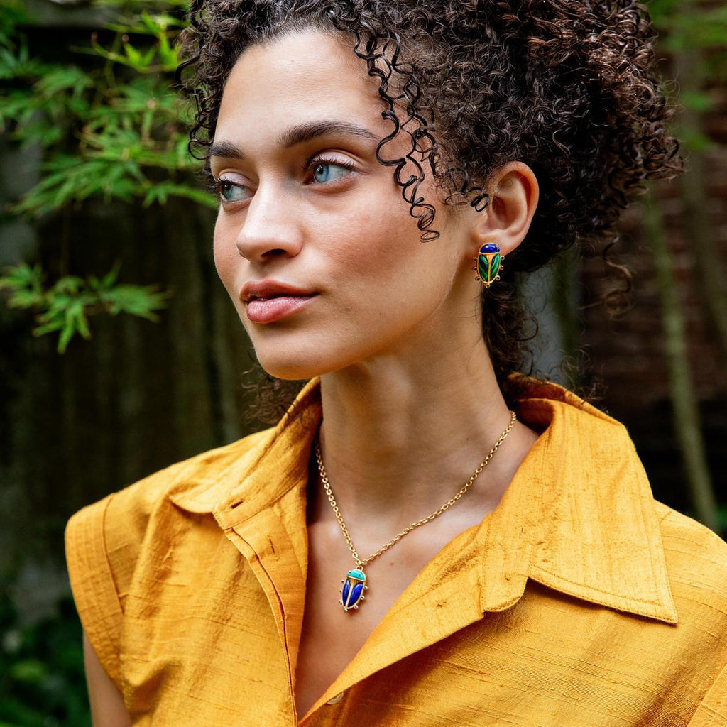 Scarab Charm Necklace in Multi