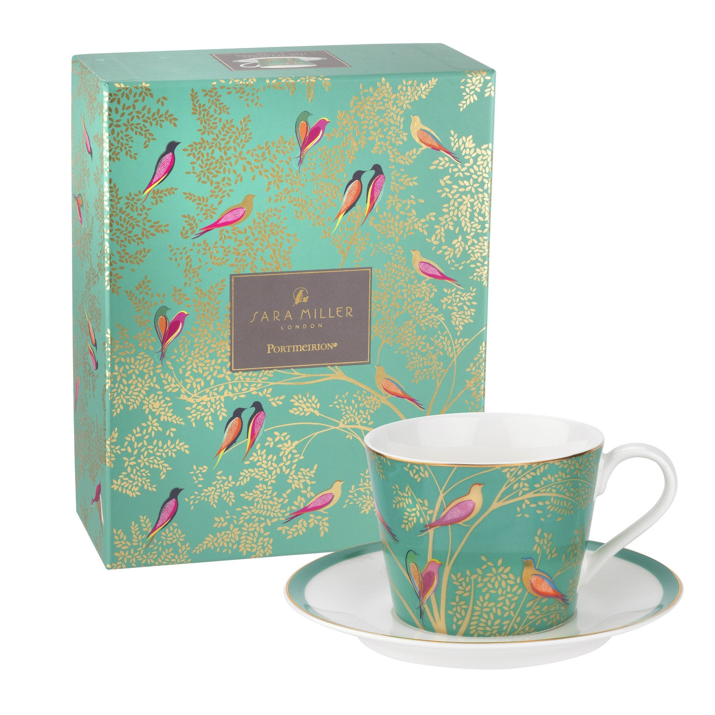 Sara Miller Chelsea Collection Teacup & Saucer in Green
