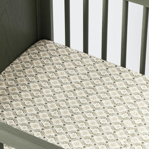 All-Stages® Midi Crib Sheet in GOTS Certified Organic Brushed Cotton by Nate Berkus in Juniper Star