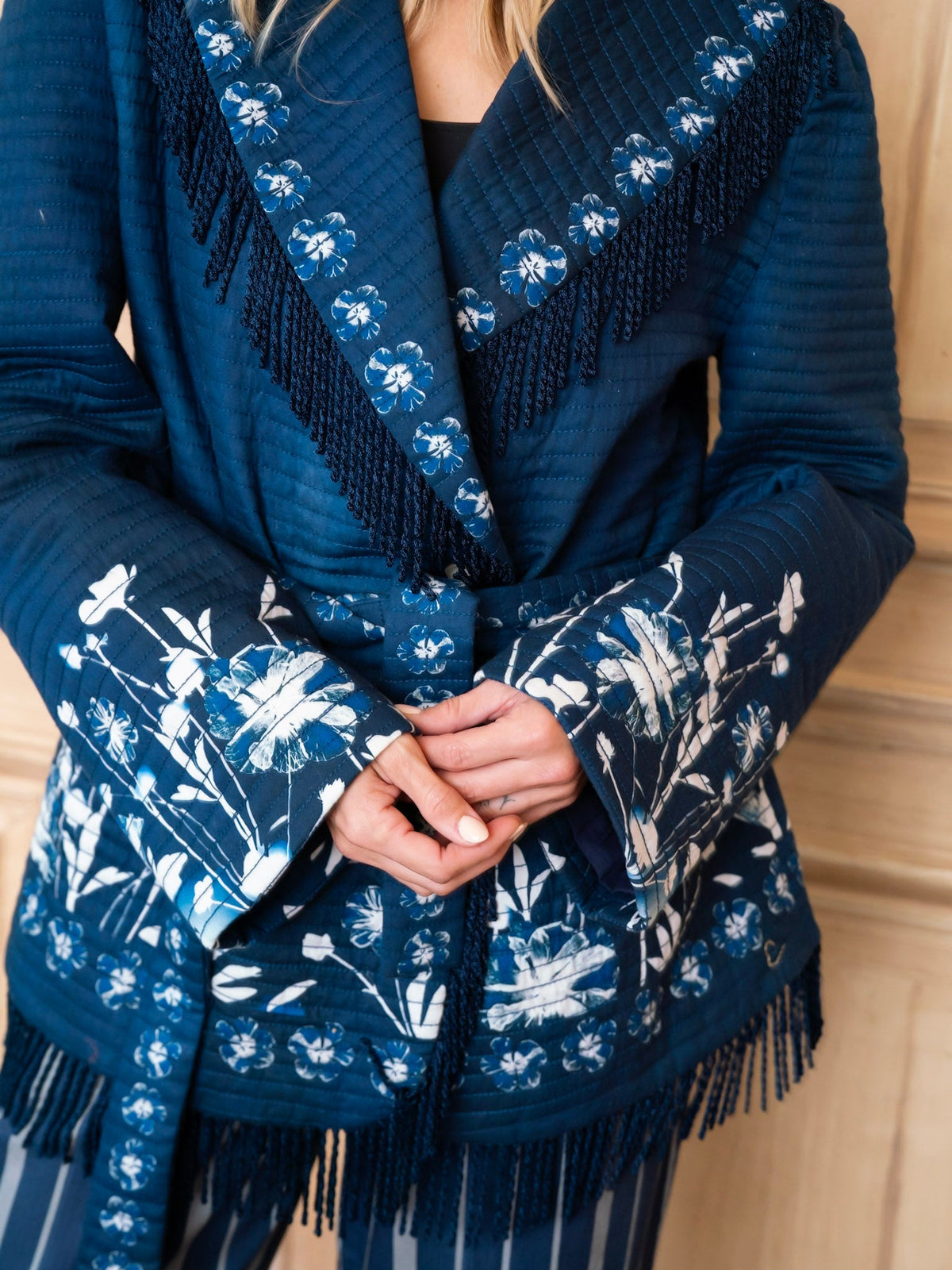 Lena Wrap Jacket in Midnight Garden