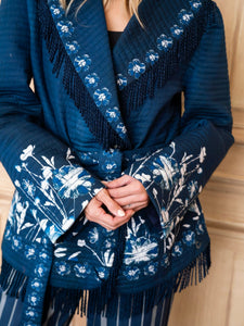 Lena Wrap Jacket in Midnight Garden
