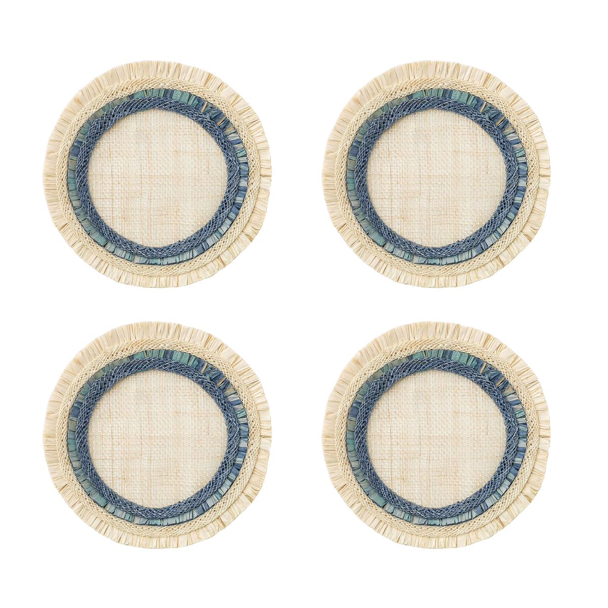 Ruffle Edge Straw Coasters in Indigo