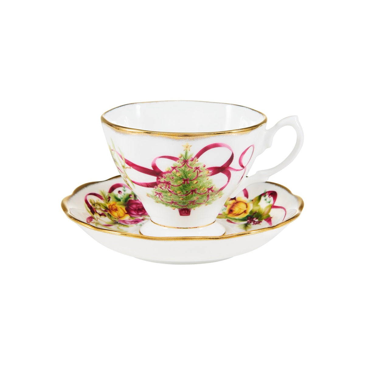 Old Country Roses Christmas Tree Teacup & Saucer