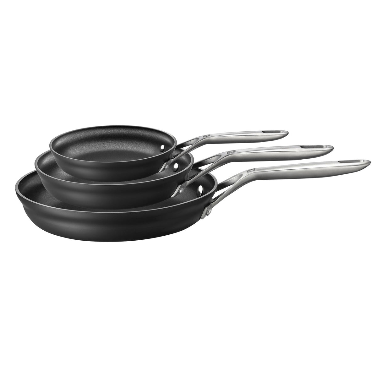 Motion Hard-Anodized 3-Piece Nonstick Fry Pan Set, Grey