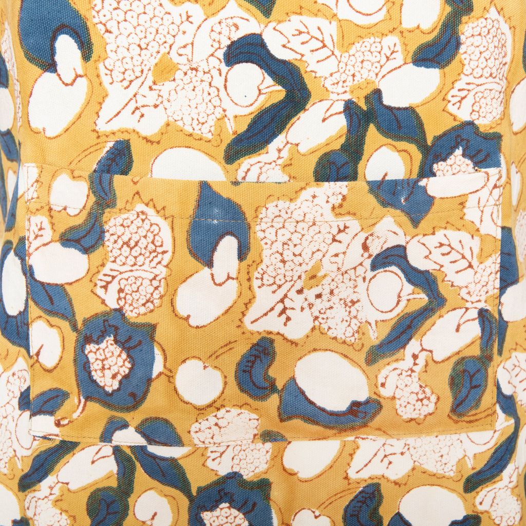 Forest Harverst Apron in Mustard & Blue