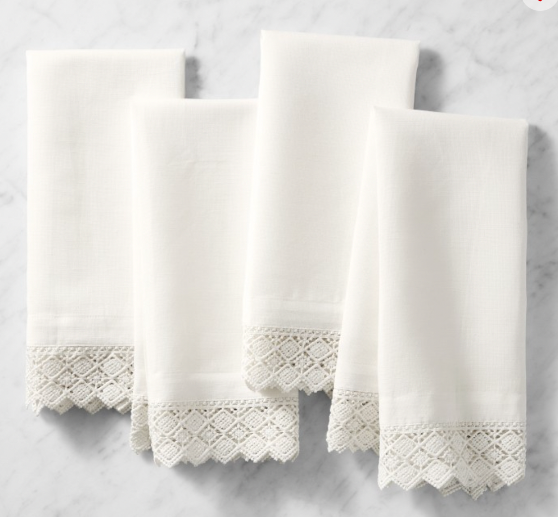 Crotchet Lace Napkins, Set of 4