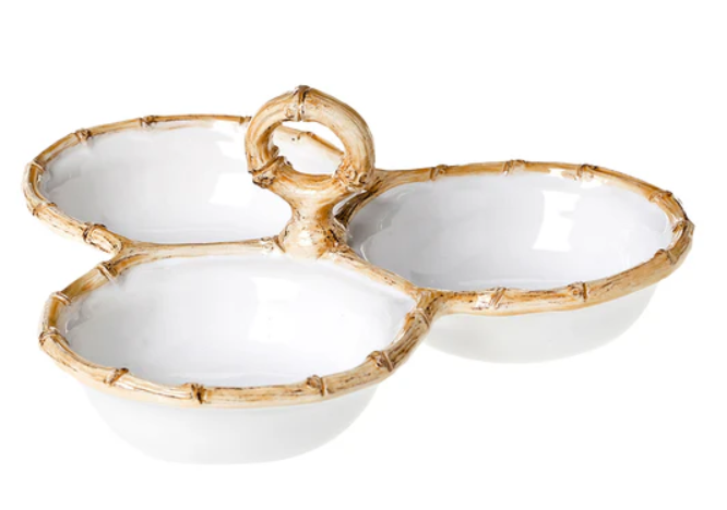 Bamboo Triple Bowl Server
