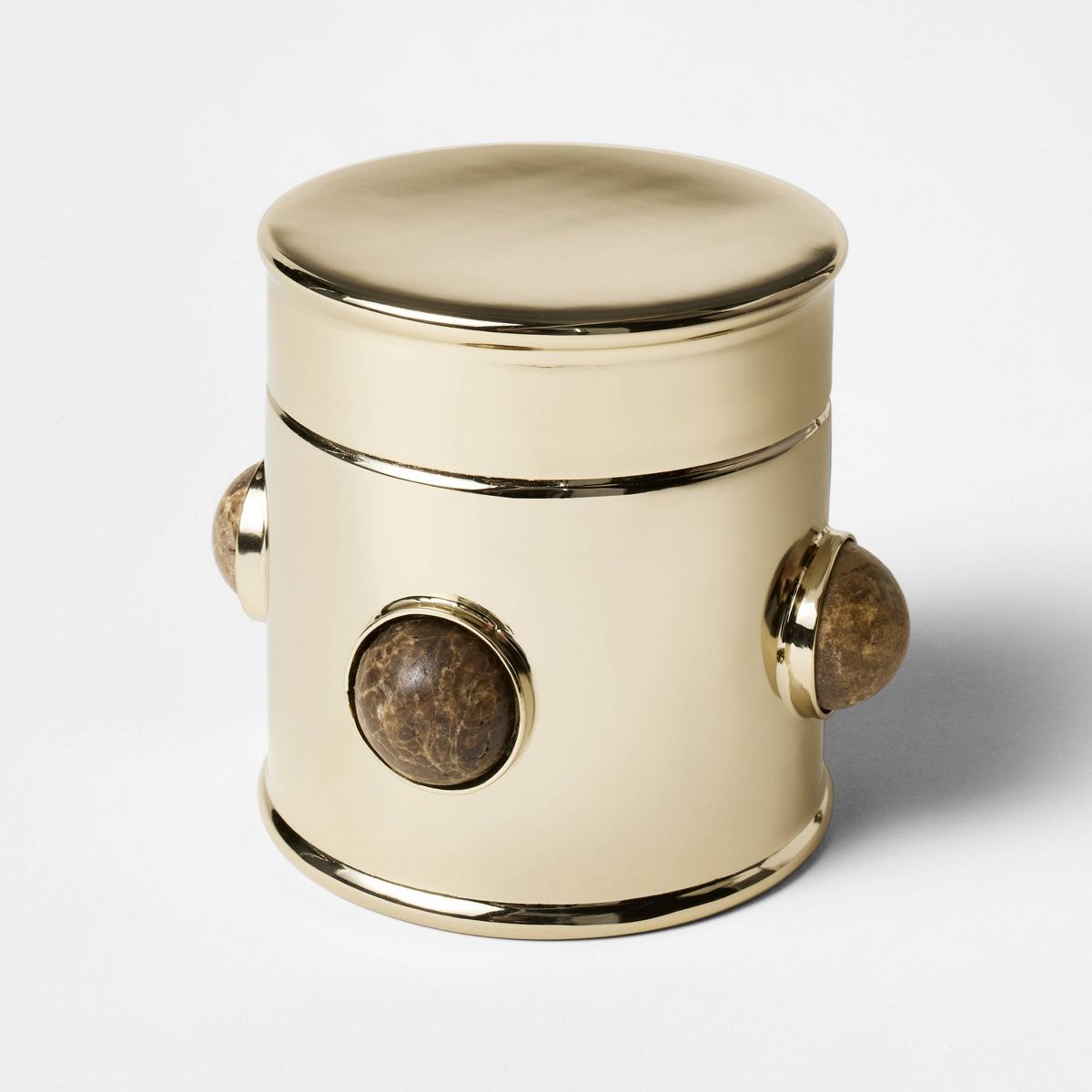 Brass Canister with Stone Details