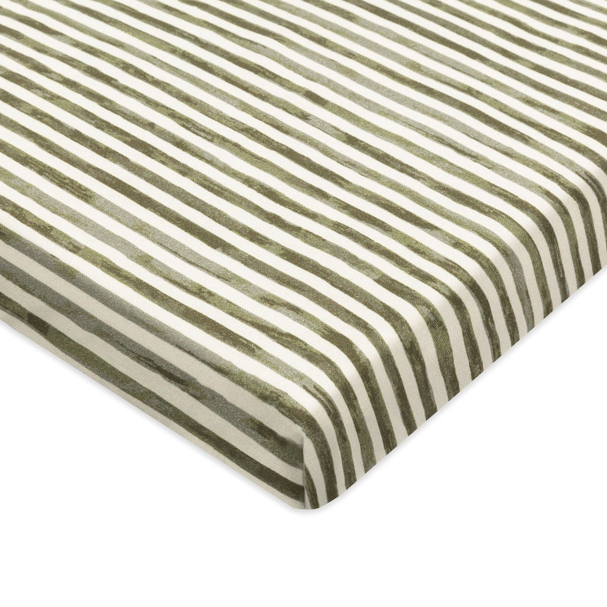 All-Stages® Midi Crib Sheet in GOTS Certified Organic Brushed Cotton by Nate Berkus in Juniper Stripe
