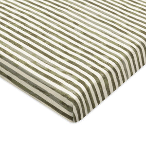 All-Stages® Midi Crib Sheet in GOTS Certified Organic Brushed Cotton by Nate Berkus in Juniper Stripe