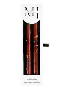 Glittering Mistletoe Taper Candles, Set of Two