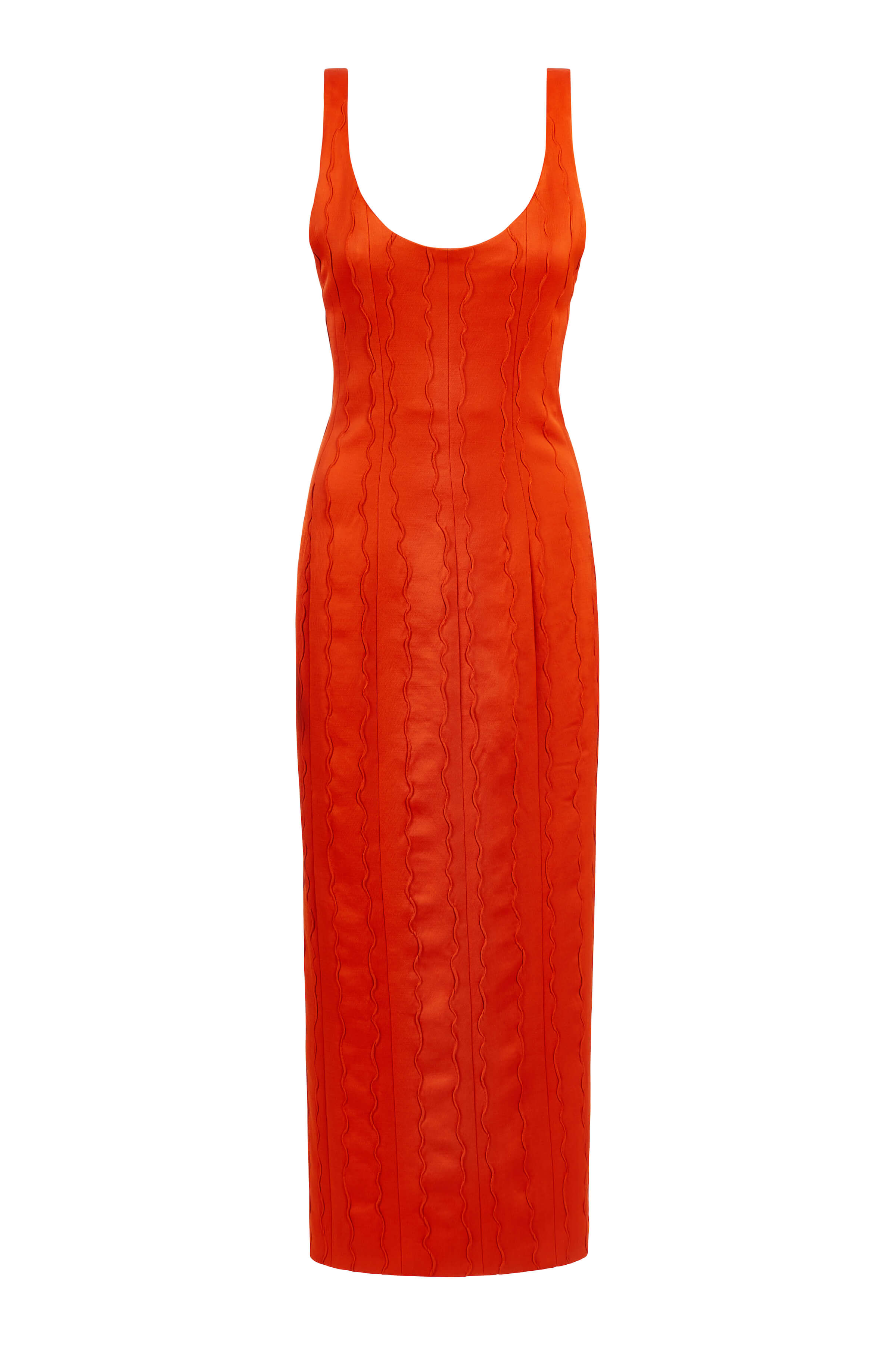 Sommer Orange Wave Midi Dress