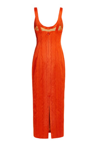 Sommer Orange Wave Midi Dress