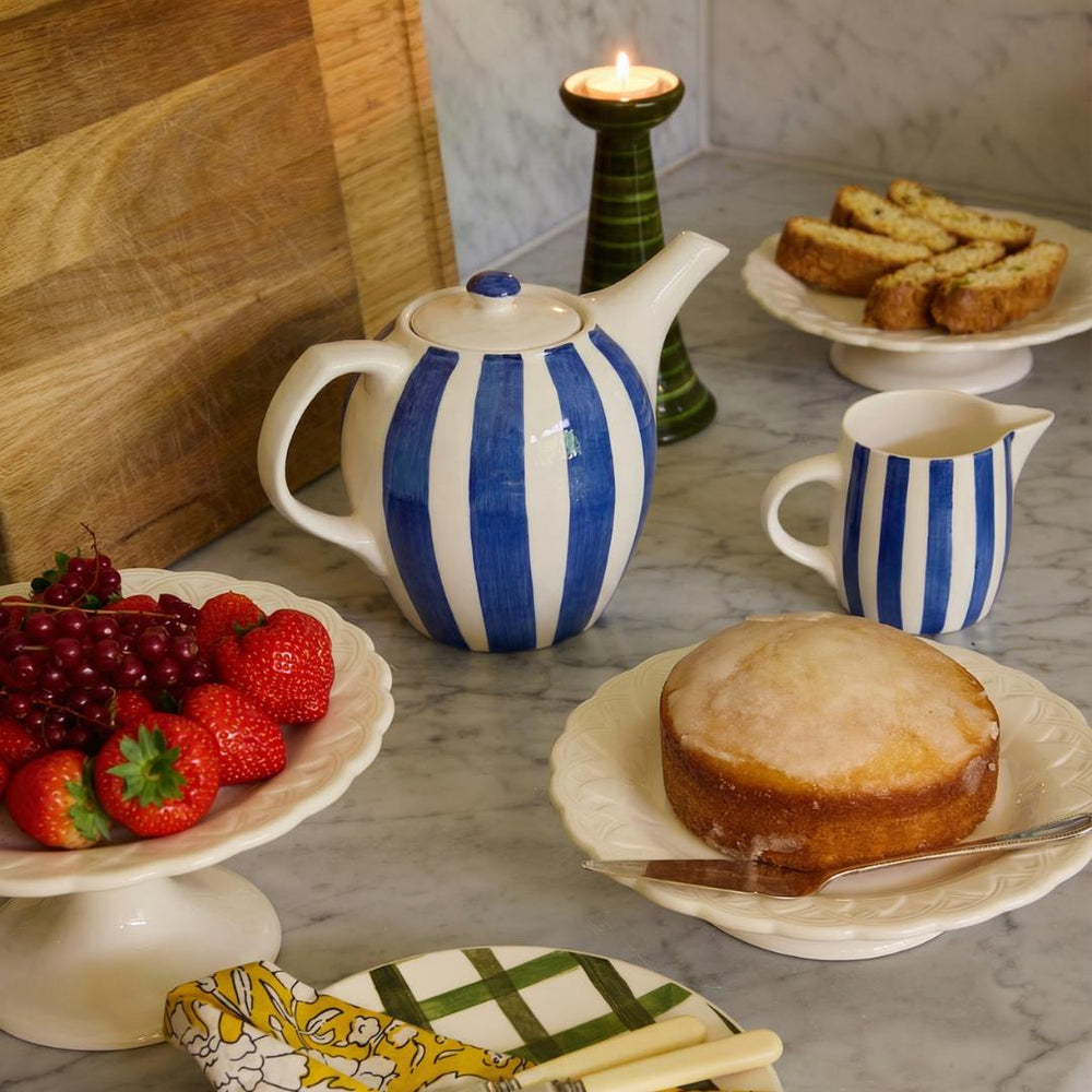 Navy Blue Stripes Tea Set, 6-Piece