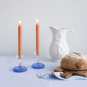 Pebble Glass Candlestick in Blue