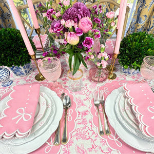 Juliet pink bow placemat and napkin