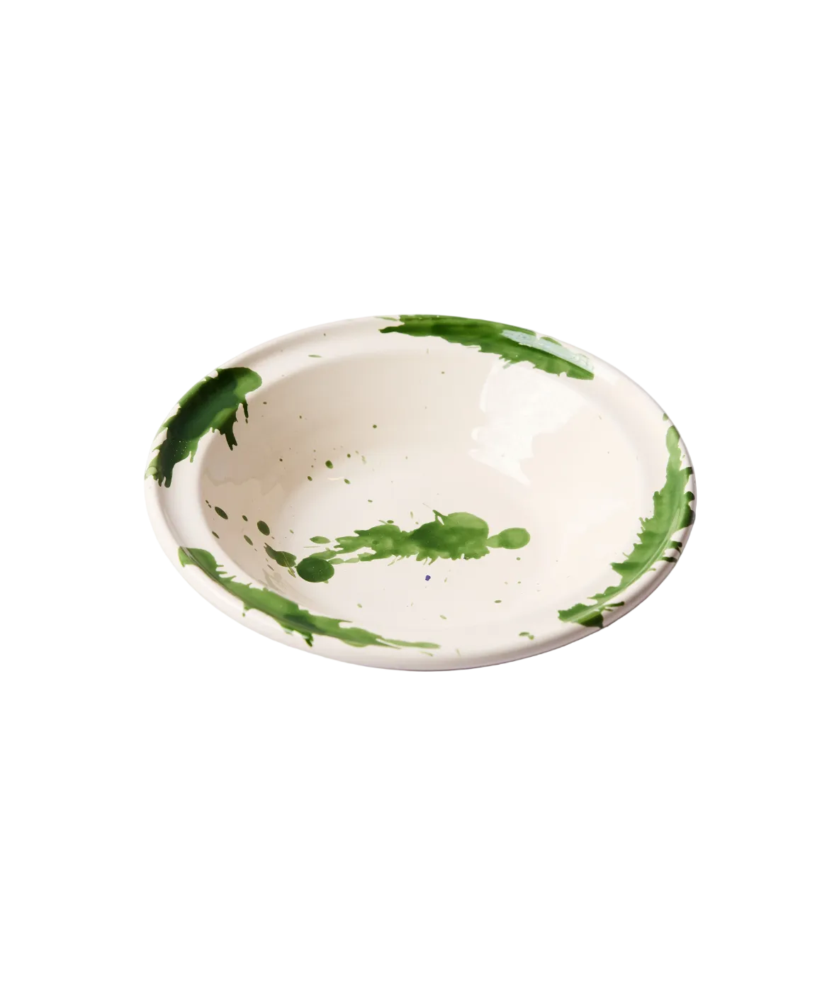 Montegranaro Green & White Splatterware Pasta Dish