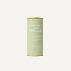 SEA SALT Canister with nutrition facts label on a white background