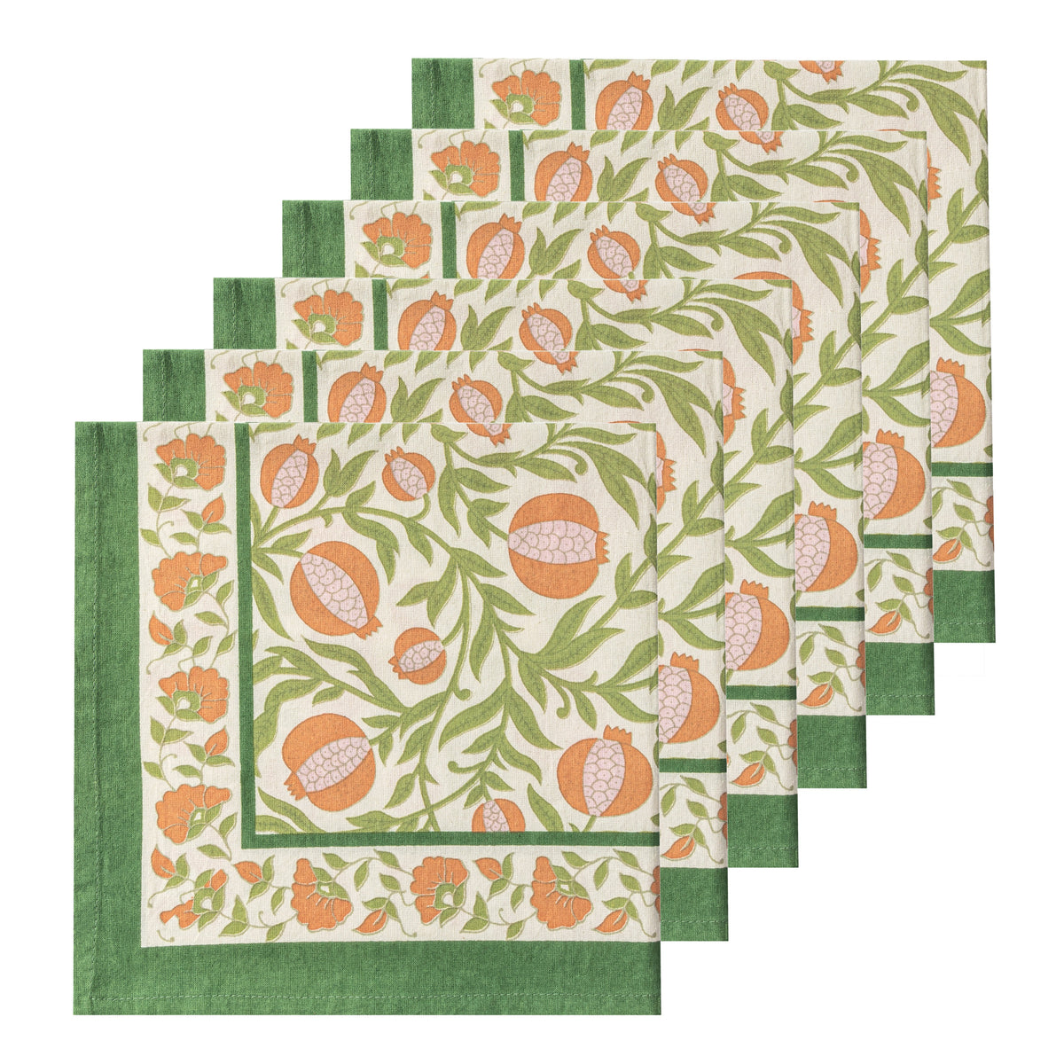 Grenadine Orange & Green Napkins, Set of 6