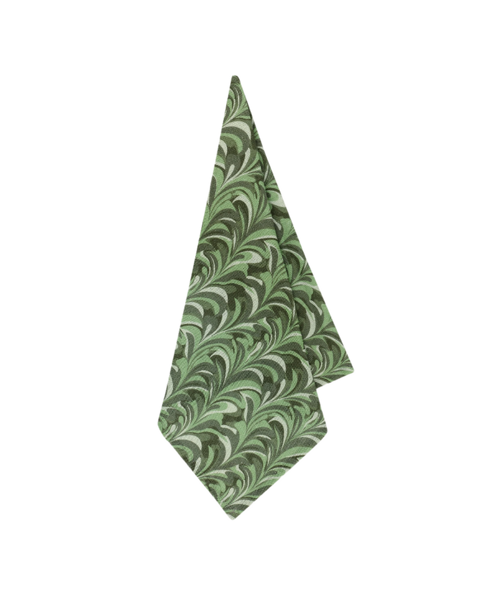 Rebecca Udall, Marble Pattern Design Linen Napkin, Green cut out 
