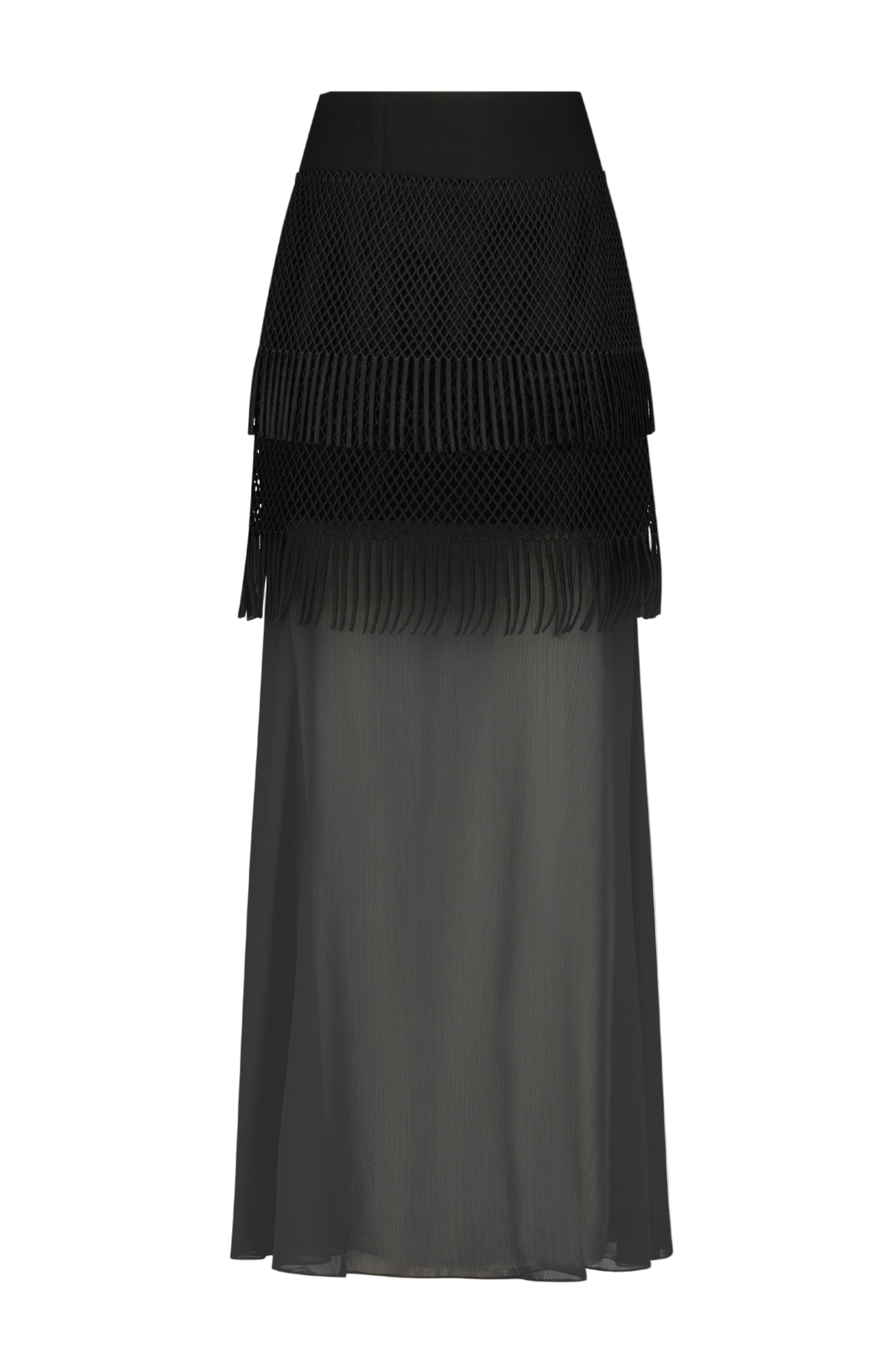 Macrame Lace Maxi Skirt in Black