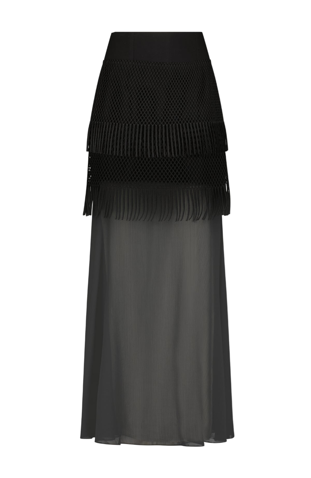 Macrame Lace Maxi Skirt in Black