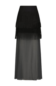 Macrame Lace Maxi Skirt in Black