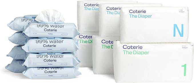 Baby Diapers + Wipes Baby Kit, Size 1 (99 Count) Size Newborn (93 Count) 8 Wipe Packs (448 Count)