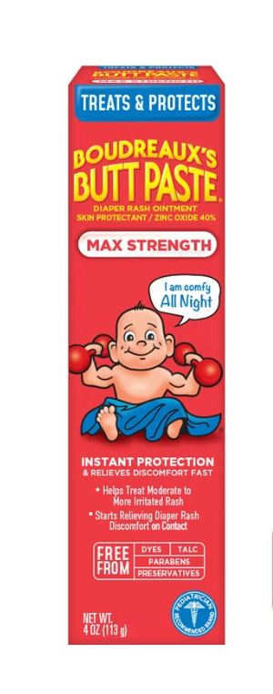 Boudreaux's Butt Paste Baby Diaper Rash Cream Maximum Strength - 4oz