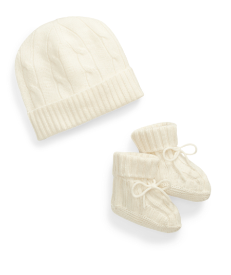 Cashmere Beanie & Bootie Set Size 0-3 Months