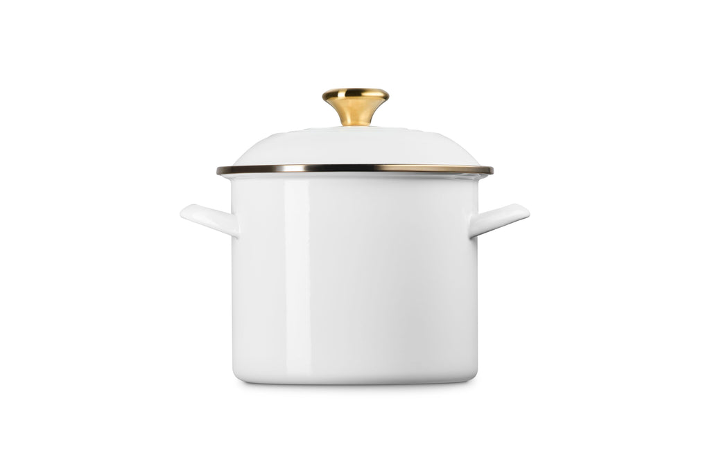 Le Creuset Classic Round Stockpot with Gold Rim , 6 qt., White