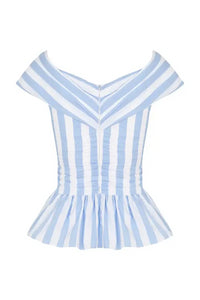 Aurelie Set in Blue & White Stripes