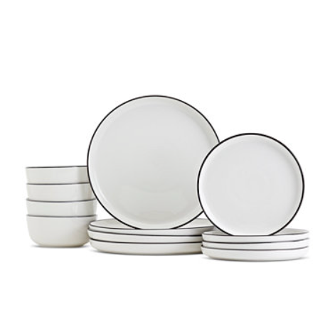 Black Rim 12 pc Dinnerware Set